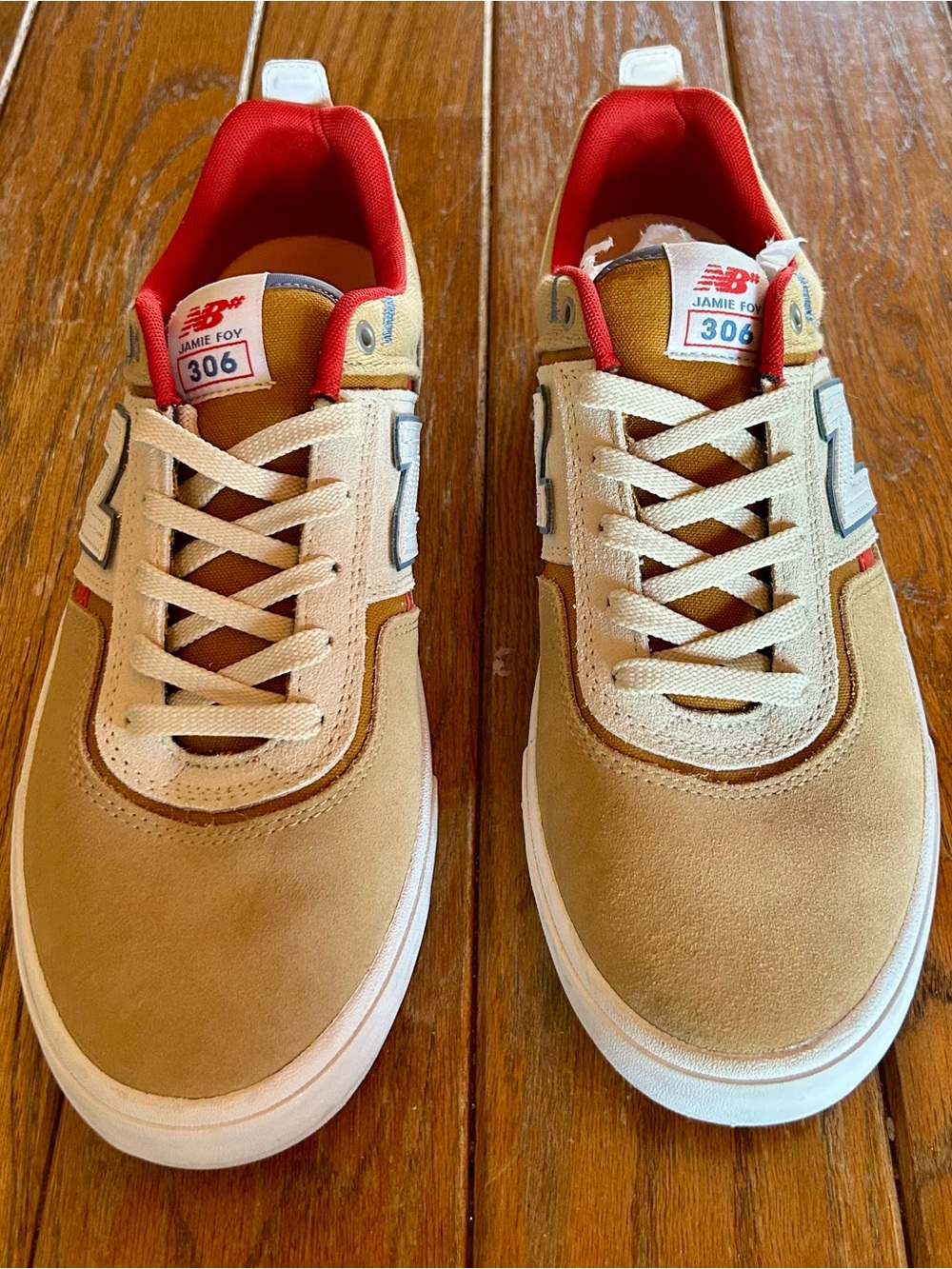 New Balance Men's 306 Suede Sneakers in Tan with Red Lining